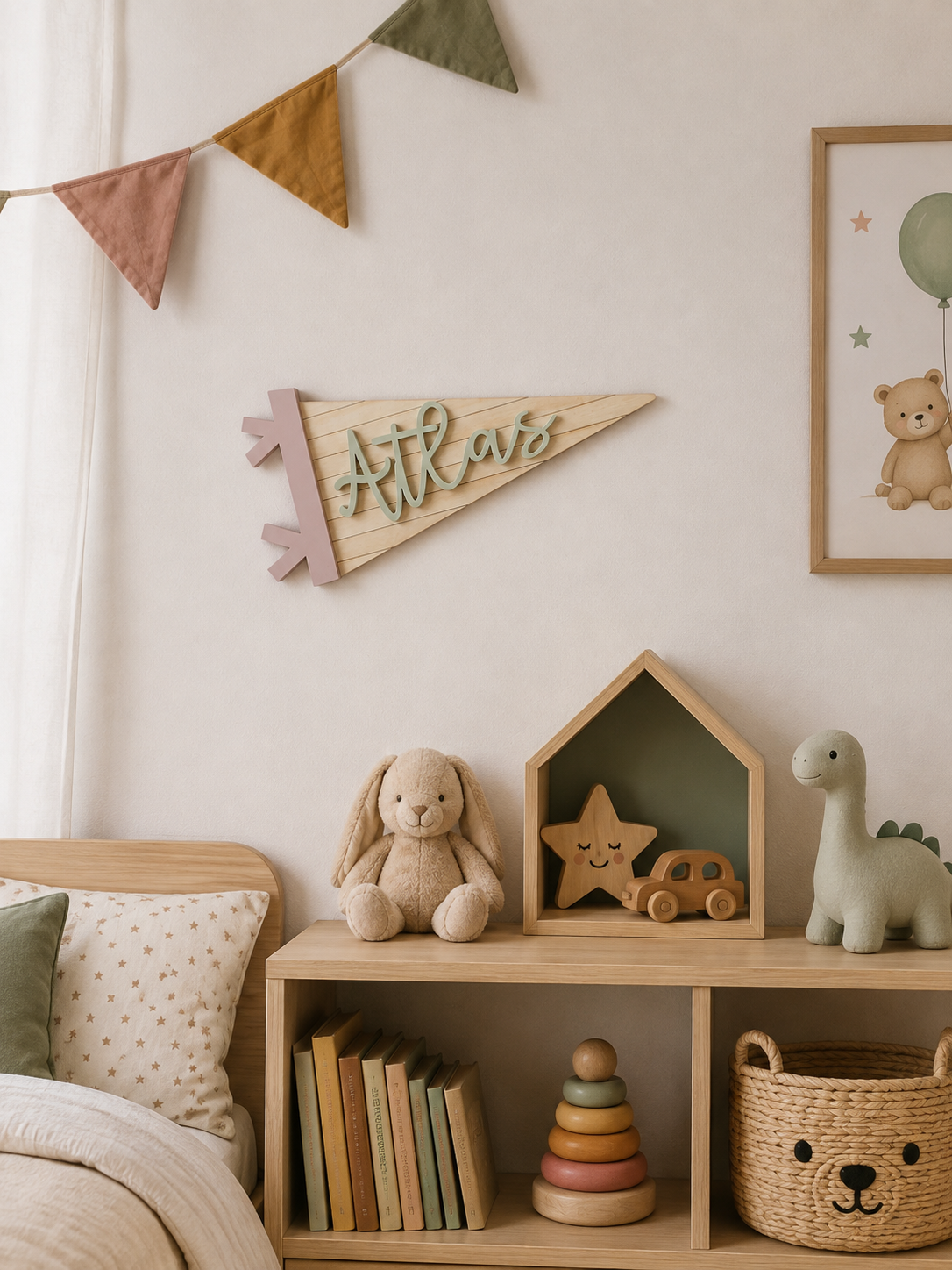 Banderín Decorativo lineas con Nombre Personalizado