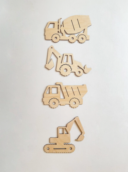 Set decorativo de vehículos de construcción