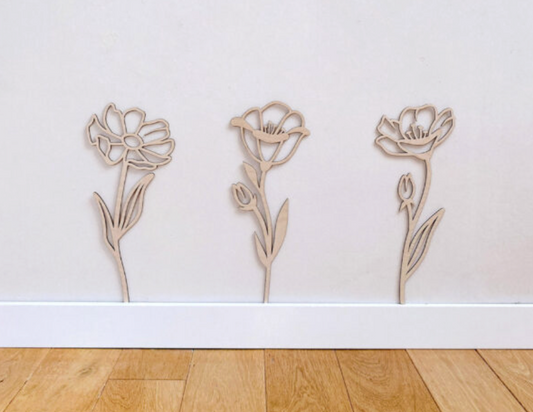 Set decorativo de flores de madera TIPO 2