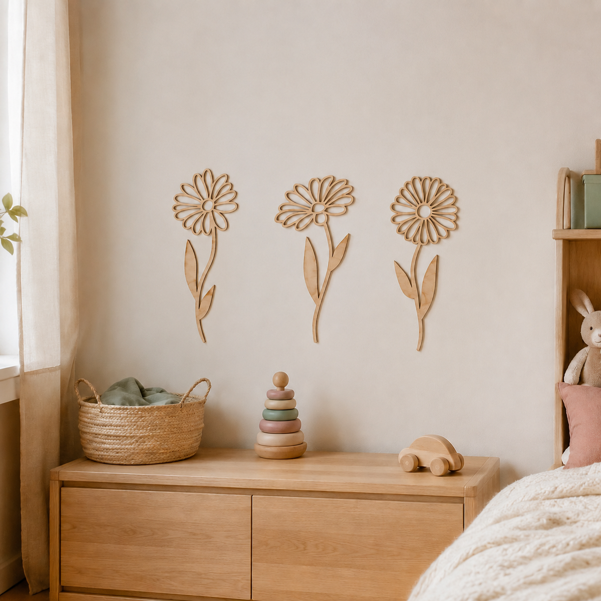 Set decorativo de flores de madera TIPO 1