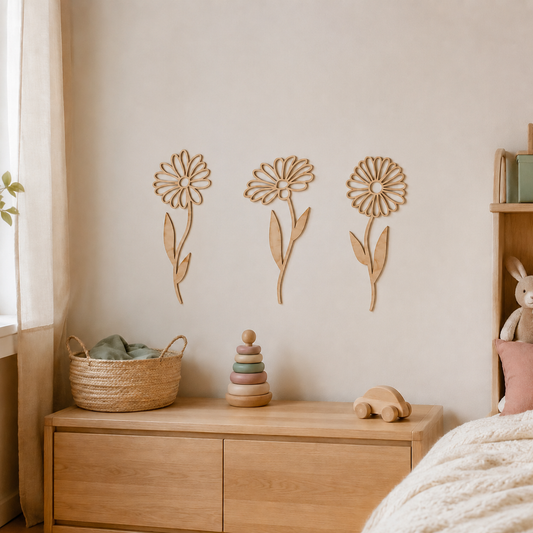 Set decorativo de flores de madera TIPO 1