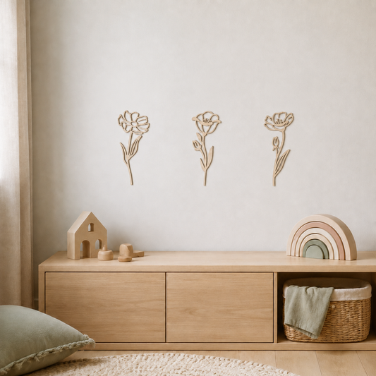 Set decorativo de flores de madera TIPO 2