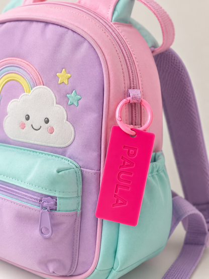 TAG acrilico grabado personalizado con anilla mosquetón
