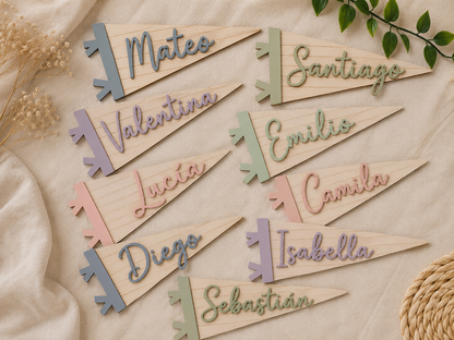 Banderín Decorativo lineas con Nombre Personalizado