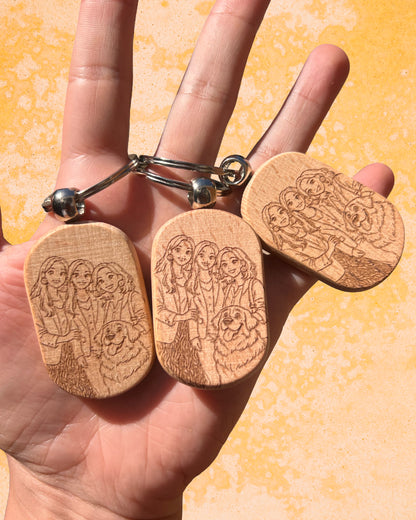 Llavero personalizado ovalado de madera