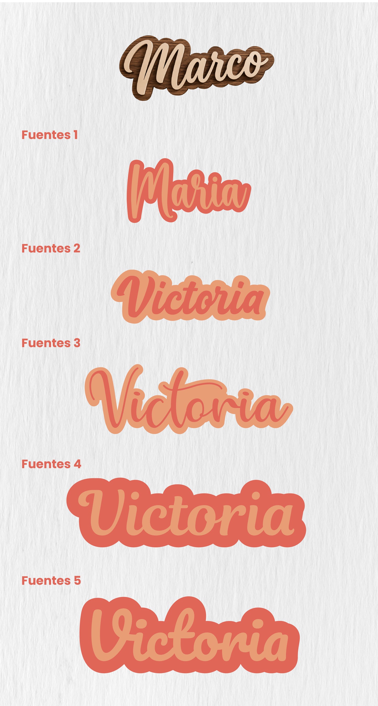 Nombres En Madera Personalizado - Diseño de 2 Capas