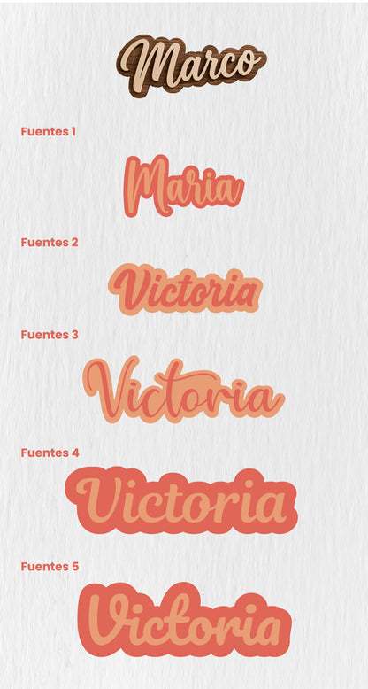 Nombres En Madera Personalizado - Diseño de 2 Capas