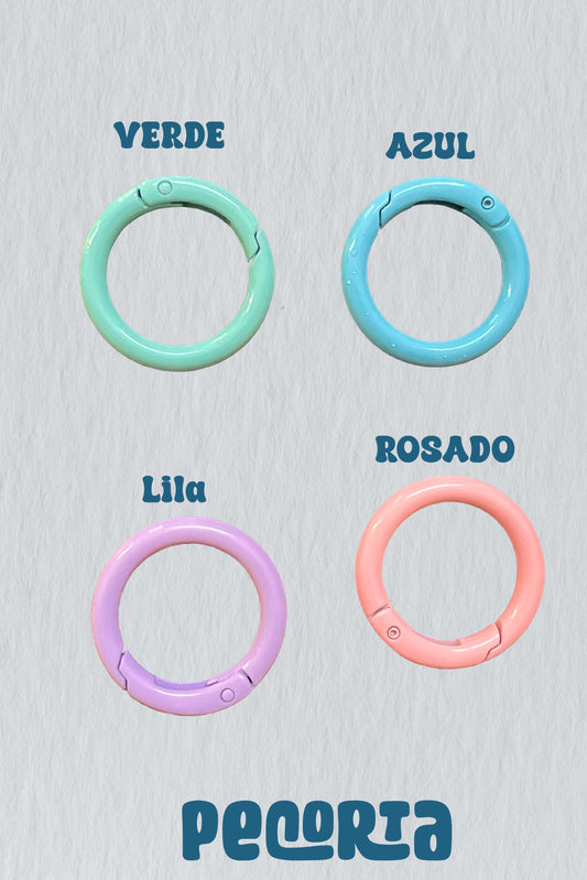TAG acrilico grabado personalizado con anilla mosquetón circular
